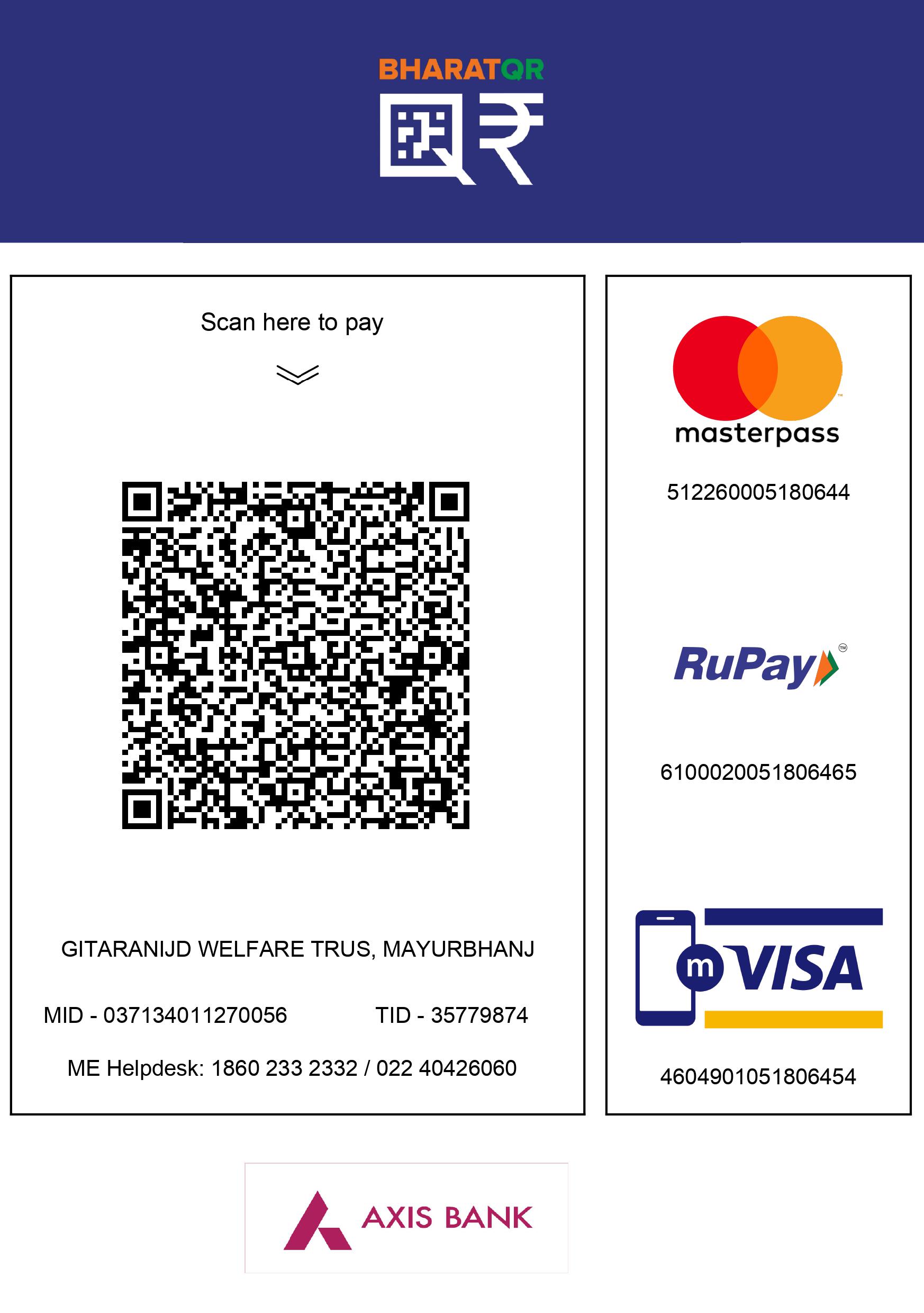 QR Code for donation to GitaRaniJD Welfare Trust